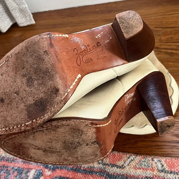 Zodiac USA Vintage Women's Size 10 Off White Suede Leather Western Cowboy Boots - Picture 9 of 15